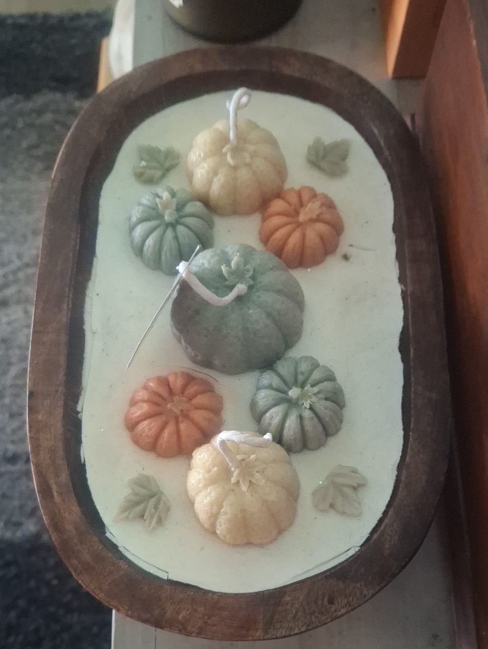 Decorative Pumpkin Tray Candle Set - Multi-Color